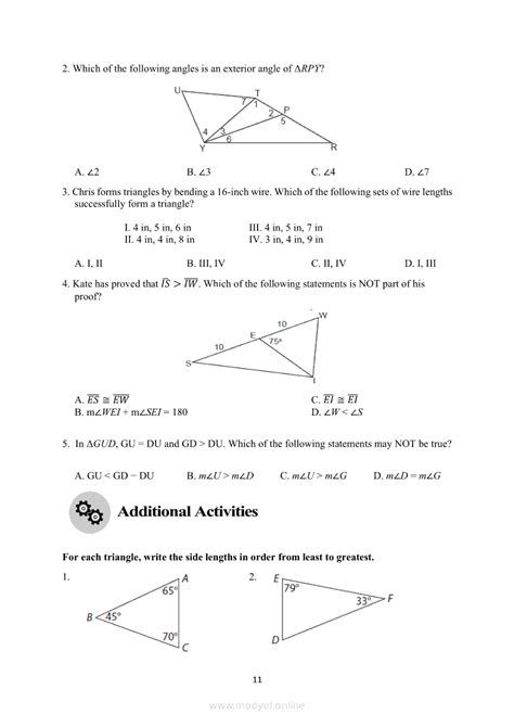 Mathematics Quarter Module Theorems On Triangle Inequalities