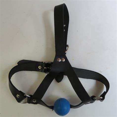 Mature Bondage Deluxe Gag Leather And Rubber Ball Gag Harness Unisex