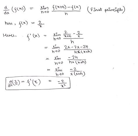 Differentiate The Following From First Principle Dfrac X