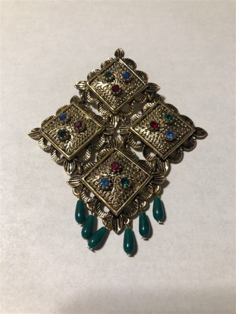 Large Vintage S Sarah Coventry Ornate Articulated Brooch Antiquecube