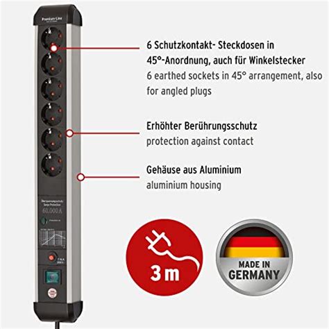 Brennenstuhl Premium Protect-Line 6-Way Power Strip with Surge ...