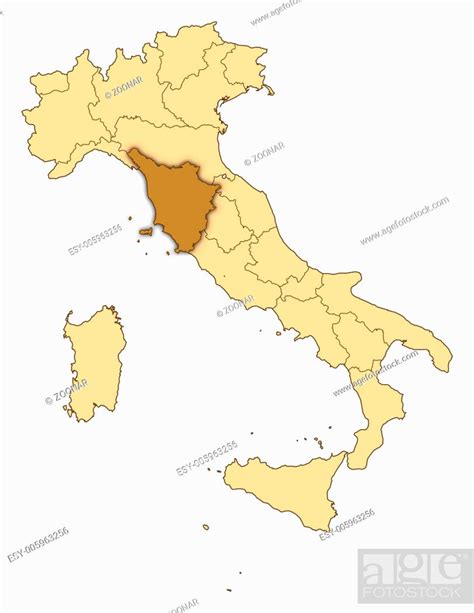 Map Of Italy Tuscany Highlighted Stock Photo Picture And Low Budget