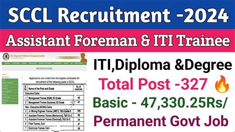 SCCL Recruitment 2024 Coal India Ltd Vacancy 2024 Assistant Foreman