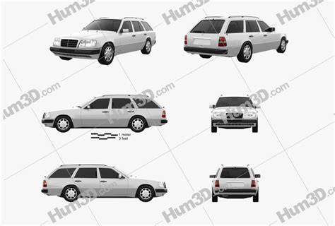 Mercedes Benz E Class Wagon 1996 Blueprint Template 3dmodels