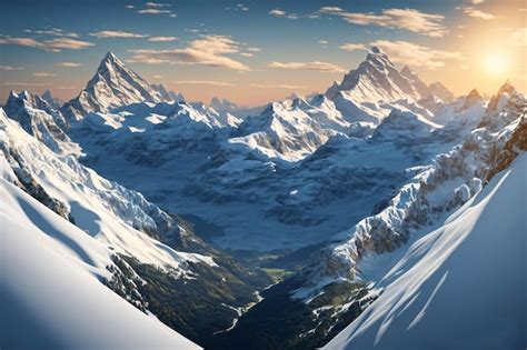 Premium Ai Image Snowy Mountains