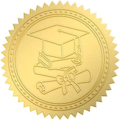 Craspire Embossed Graduation Cap Diploma Gold Certificate Seals Self