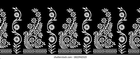 Seamless Black White Floral Border Stock Vector (Royalty Free ...