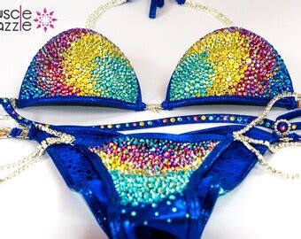 Aqua Blue Crystal Competition Bikini CB Etsy