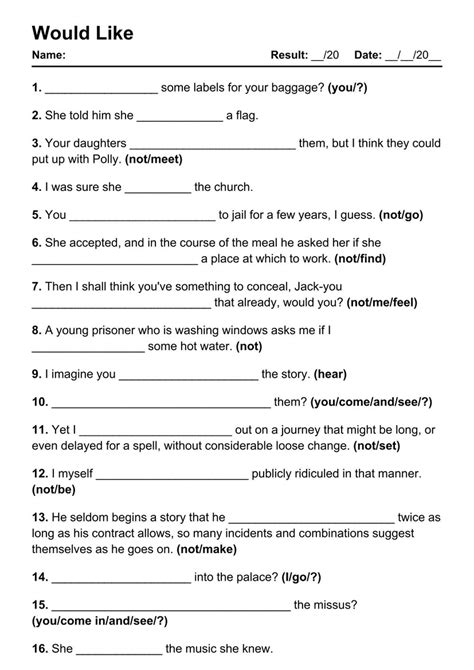 Would Like Pdf Worksheets With Answers Exercises Grammarism