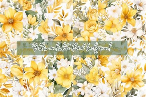 Yellow and White Floral Background Graphic by christina.clipart ...