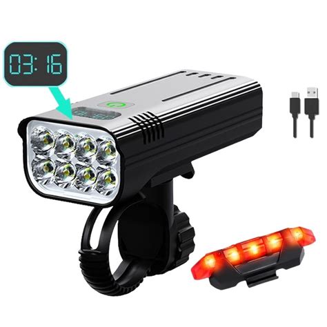 Rechargeable Bike Light | 8 LEDs 10000mah Battery Pack & Phone Charger ...