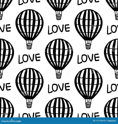 Vector Seamless Pattern Hot Air Balloon Stock Vector Illustration Of Design Background 117775319