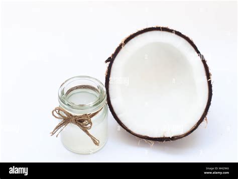 coconut and coconut milk isolated on white Stock Photo - Alamy