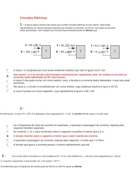 Banco De Questôes Circuitos Elétricos Ii Pdf Rede Elétrica