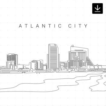 Atlantic City Skyline Vector Art - Digital Download - EverLineArt