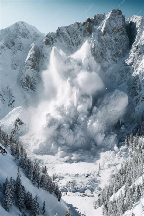 Premium Photo | A large waterfall in the mountains with snow on the ground.