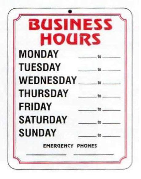 Best Images Of Free Printable Business Hours Sign Template In