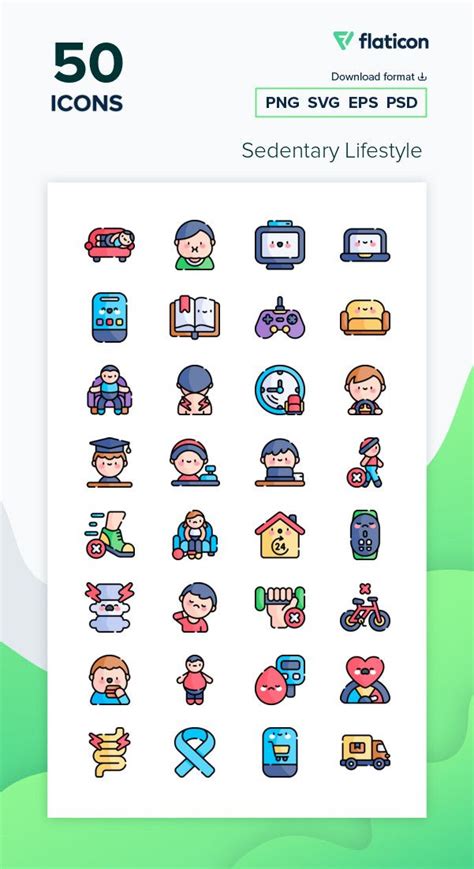 50 Free Icons Of Sedentary Lifestyle Designed By Freepik Free Icons