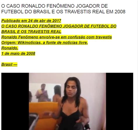 Oculto Curiosos O Caso Ronaldo Fen Meno Jogador De Futebol Do Brasil E