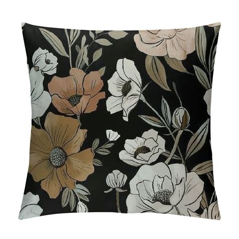 Chilfamy Spring Floral Throw Pillow Covers Black Floral Decorative