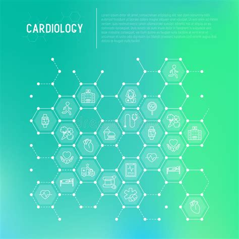 Cardiology Concept With Thin Line Icons Stock Vector Illustration Of