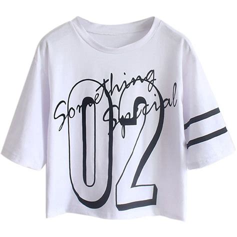 Choies White Number And Letter Print Crop T Shirt Cropped White Tee