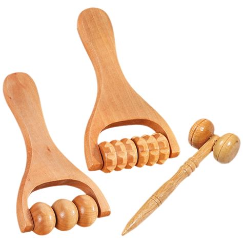 3pcs Wood Massage Tools Wooden Foot Massager Rollers Home Rolling Foot