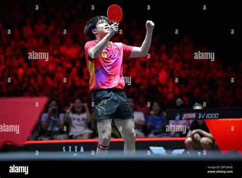 Singapore Th Mar Wang Chuqin Of China Celebrates Winning The