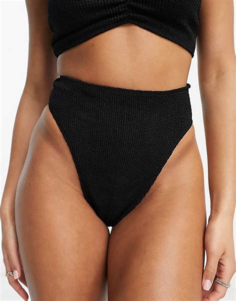 Asos Design Mix And Match Crinkle High Leg High Waist Bikini Bottom In