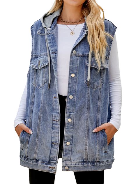 Sunisery Womens Blue Denim Vest Jean Waistcoat Vest Sleeveless