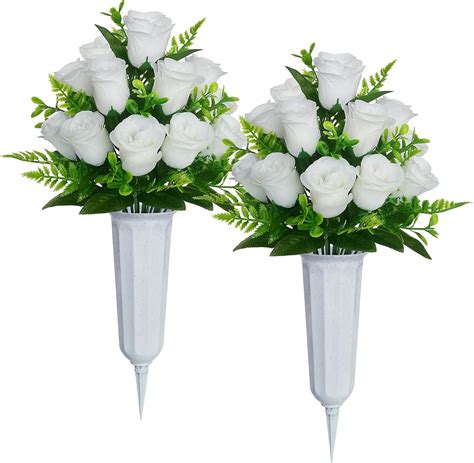 Amazon Wcro Artificial Cemetery Flowers 2 Sets Artificial Rose