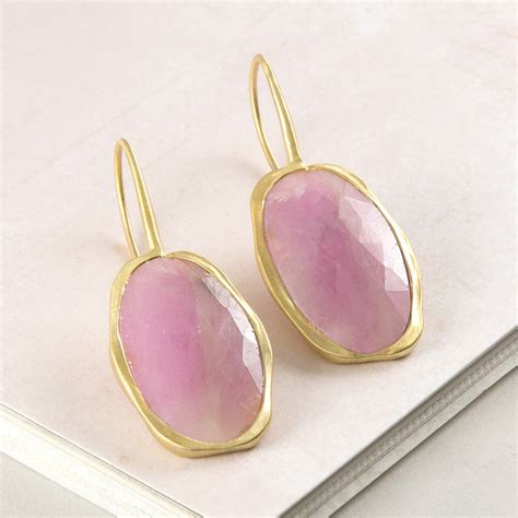 Pink Sapphire Gold Drop Earrings By Embers Notonthehighstreet