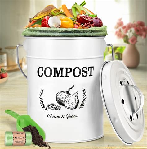 Farmhouse Style Compost Bin Kitchen Counter | Odorless Indoor Kitchen ...