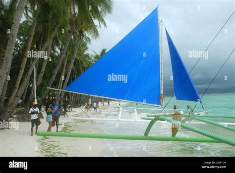 Paraw Boats White Beach Boracay The Visayas Philippines Southeast