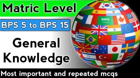 Matric Level General Knowledge MCQs BPS 5 To BPS 15 IBA STS Test