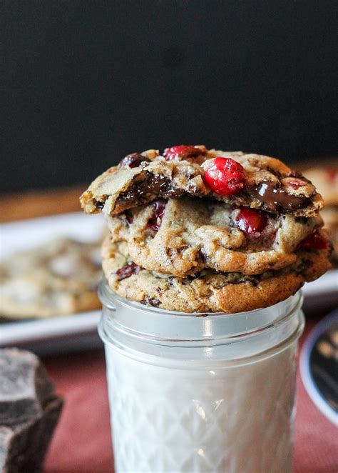 These Double Cranberry Dark Chocolate Chunk Cookies Feature A Browned