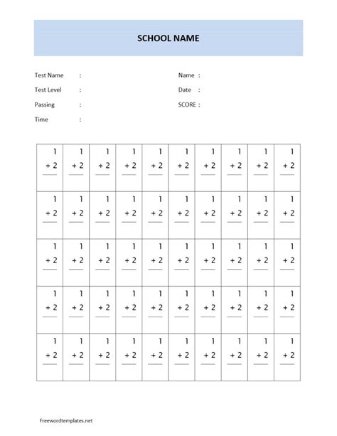 Math Quiz Sheet