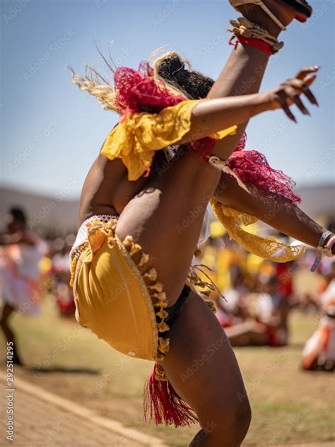 Dancing Zulu woman wear traditional cloth, South Africa Stock Photo ...