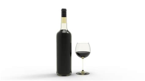 Premium Photo A Bottle Of Wine And A Glass Of Wine Isolated On White