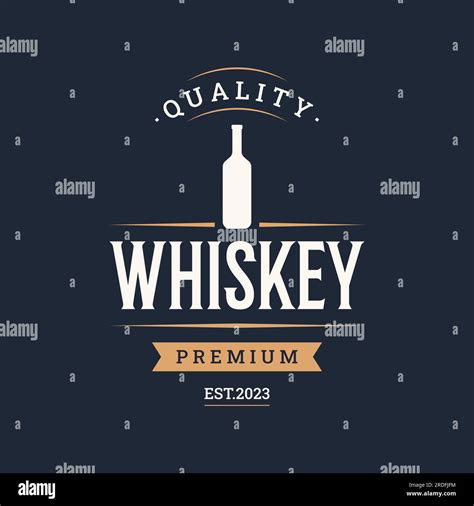 Vintage Premium Whiskey Logo Label With Hand Lettering For Drinks