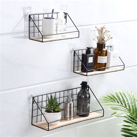 Set of 3 Black Metal & Wood Wall Shelves – Famous Mountain