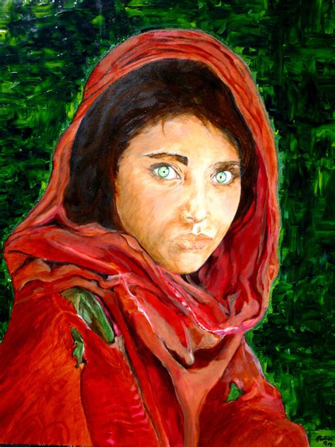 Peinture L Afghane Aux Yeux Verts