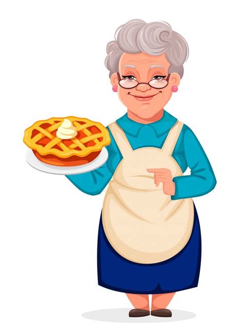 Premium Vector Grandmother Holding A Delicious Pumpkin Cake