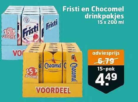 Fristi En Chocomel Drinkpakjes 15 X 200 Ml Aanbieding Bij Trekpleister