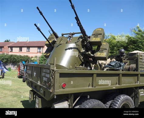 World War Two Guns Mounted On A Wwii Us Army Truck On Display At Stock