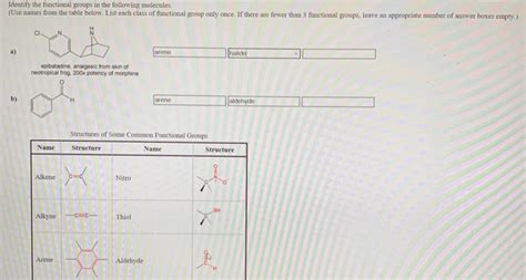 Solved Identify The Functional Groups In The Following