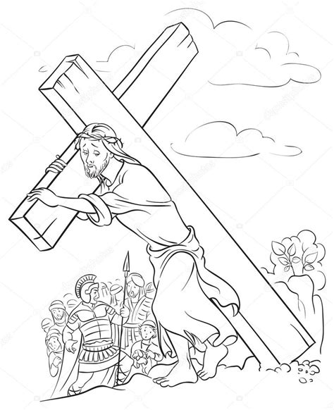 Desenhos Para Colorir De Desenho Do Jesus Carrehando A Cruz Para