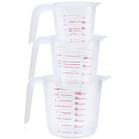 3Pc Plastic Maatbeker Set Grote 4 Cup 2 Cup En 1 Grandado