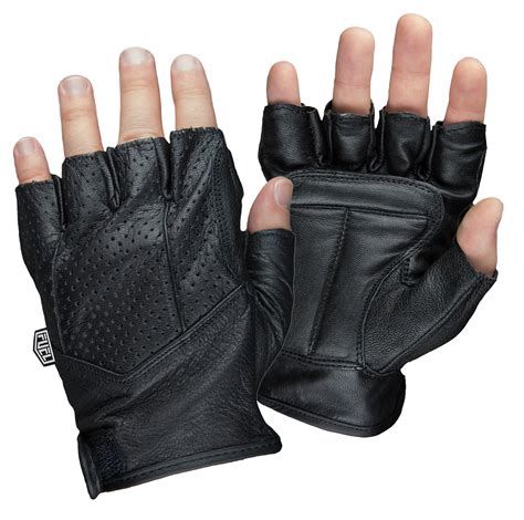 FUEL Adult Fingerless Leather Motorcycle Gloves Black Large Walmart