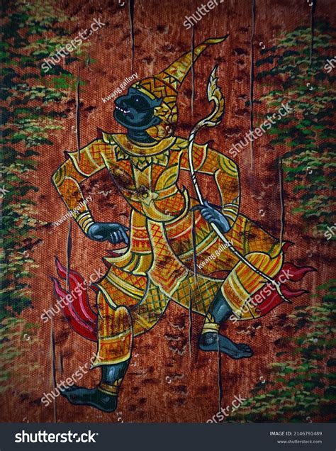 Art Painting Oil Color Ramayana Thai Stock Illustration 2146791489